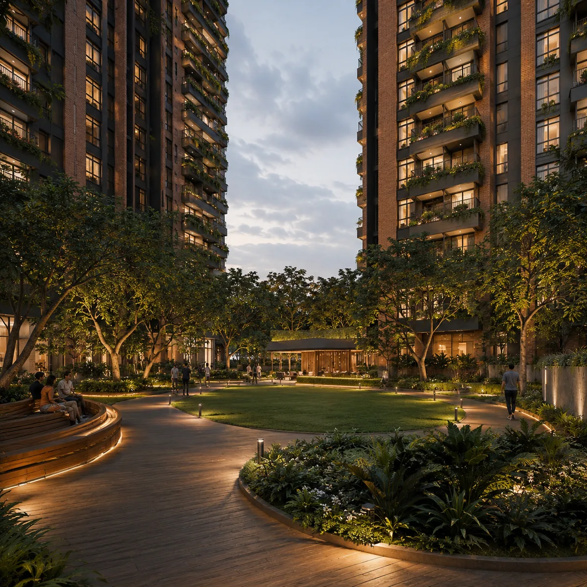 Central landscaped courtyard at Total Environment Sarjapur
